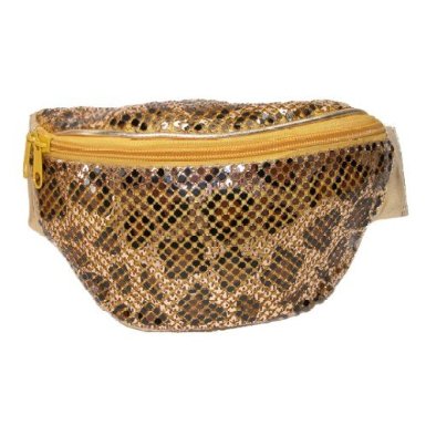 gold sequin animal print fanny pack